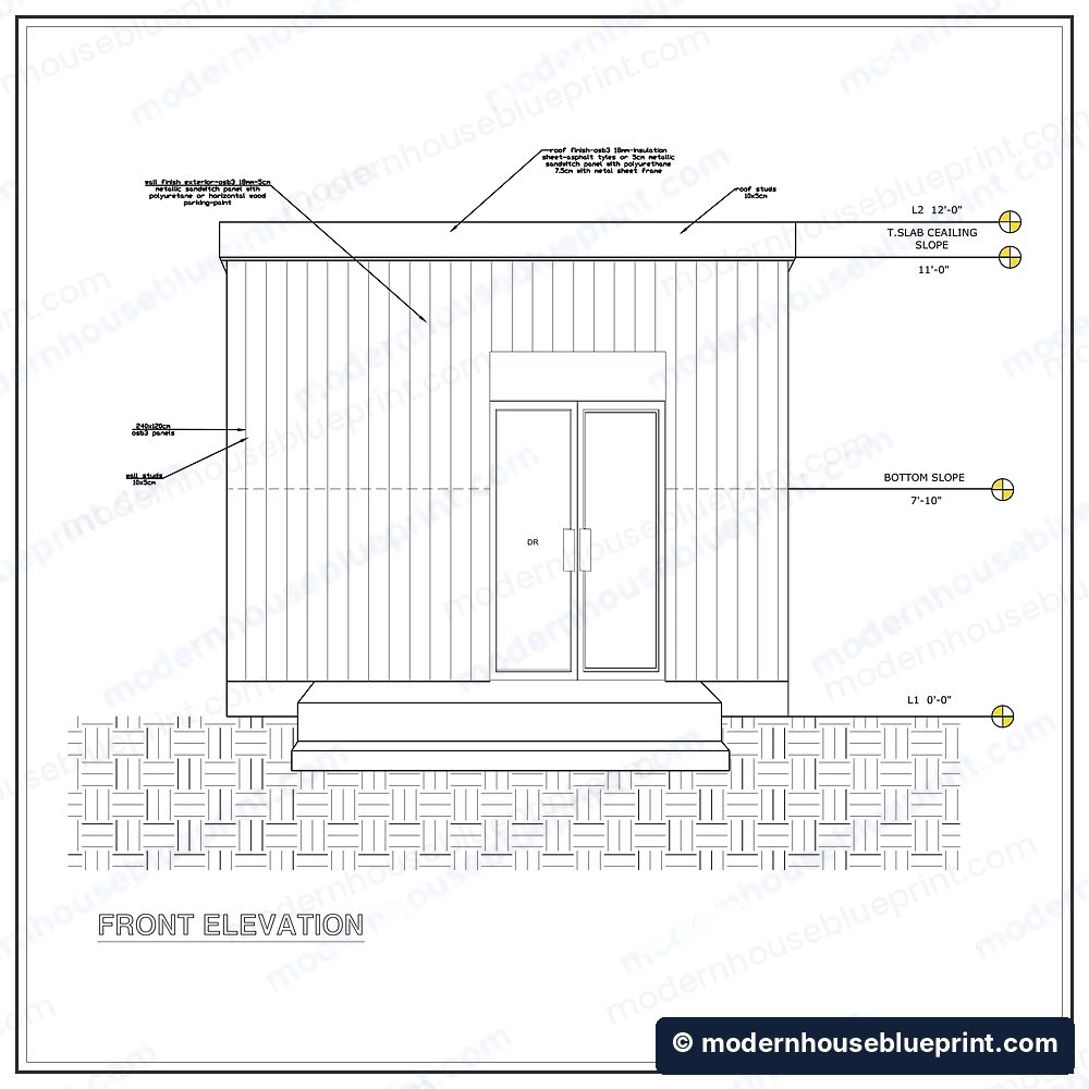 16x12 backyard office studio front elevation