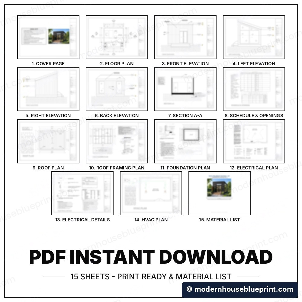 16x12 backyard office studio plan set 15 sheets