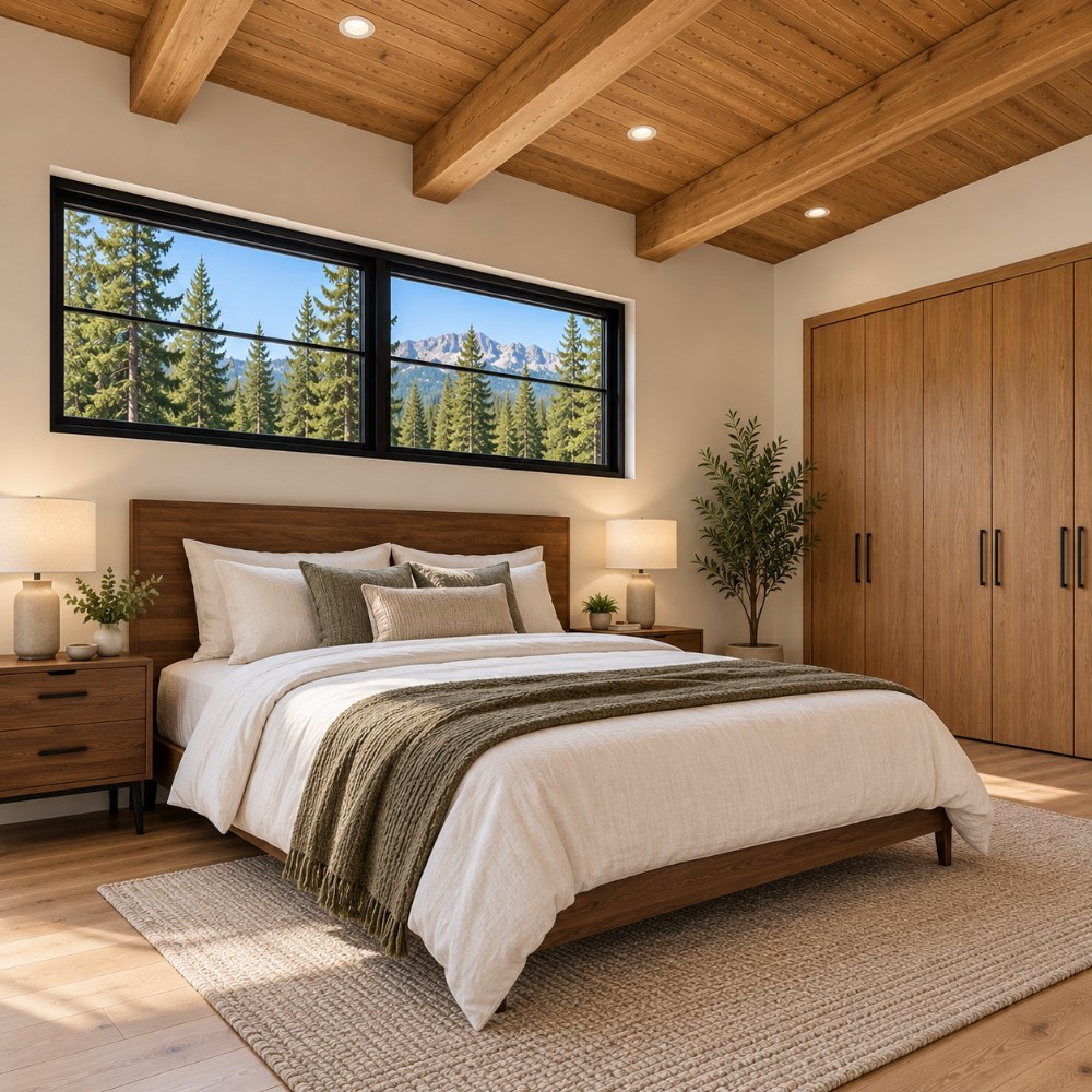 24x36 lean cabin 2 bed 2 bath interior bedroom