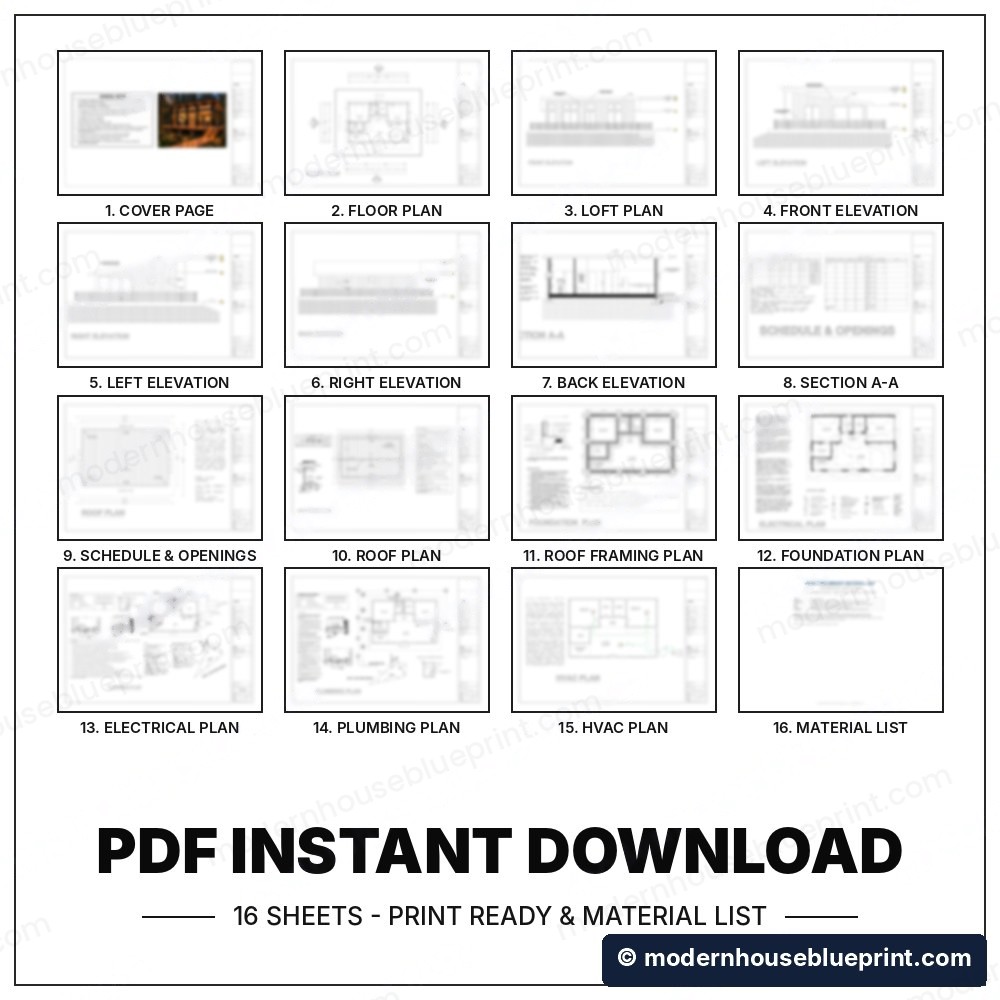 24x36 modern lean cabin plan set 16 sheets