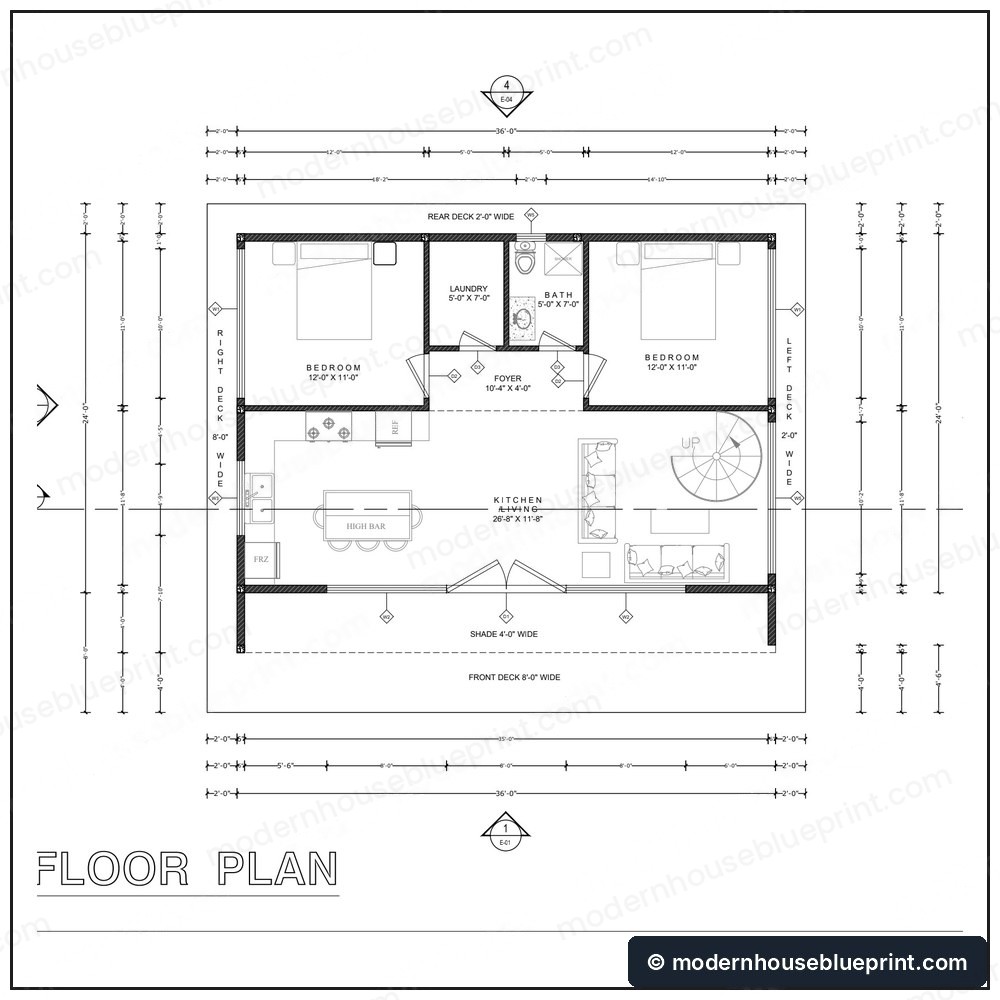 24x36 wood lean cabin floor plan