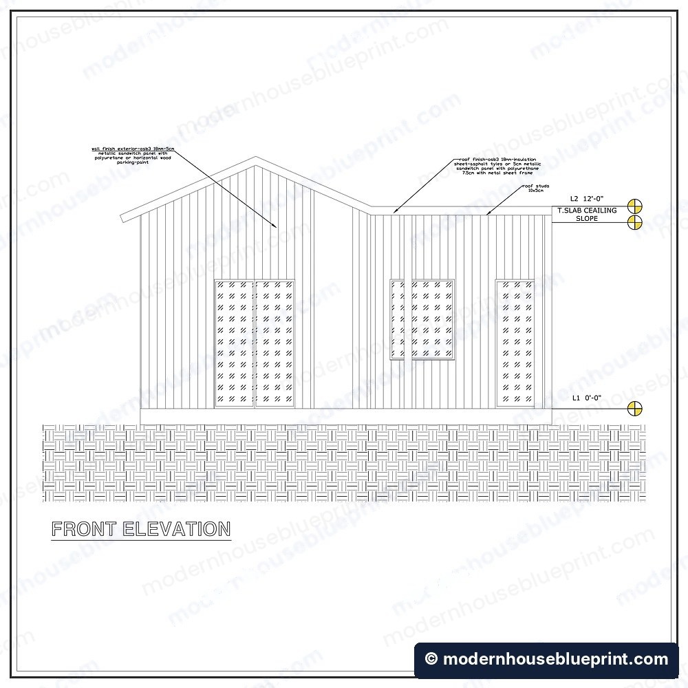 25x15 modern luxury tiny house front elevation