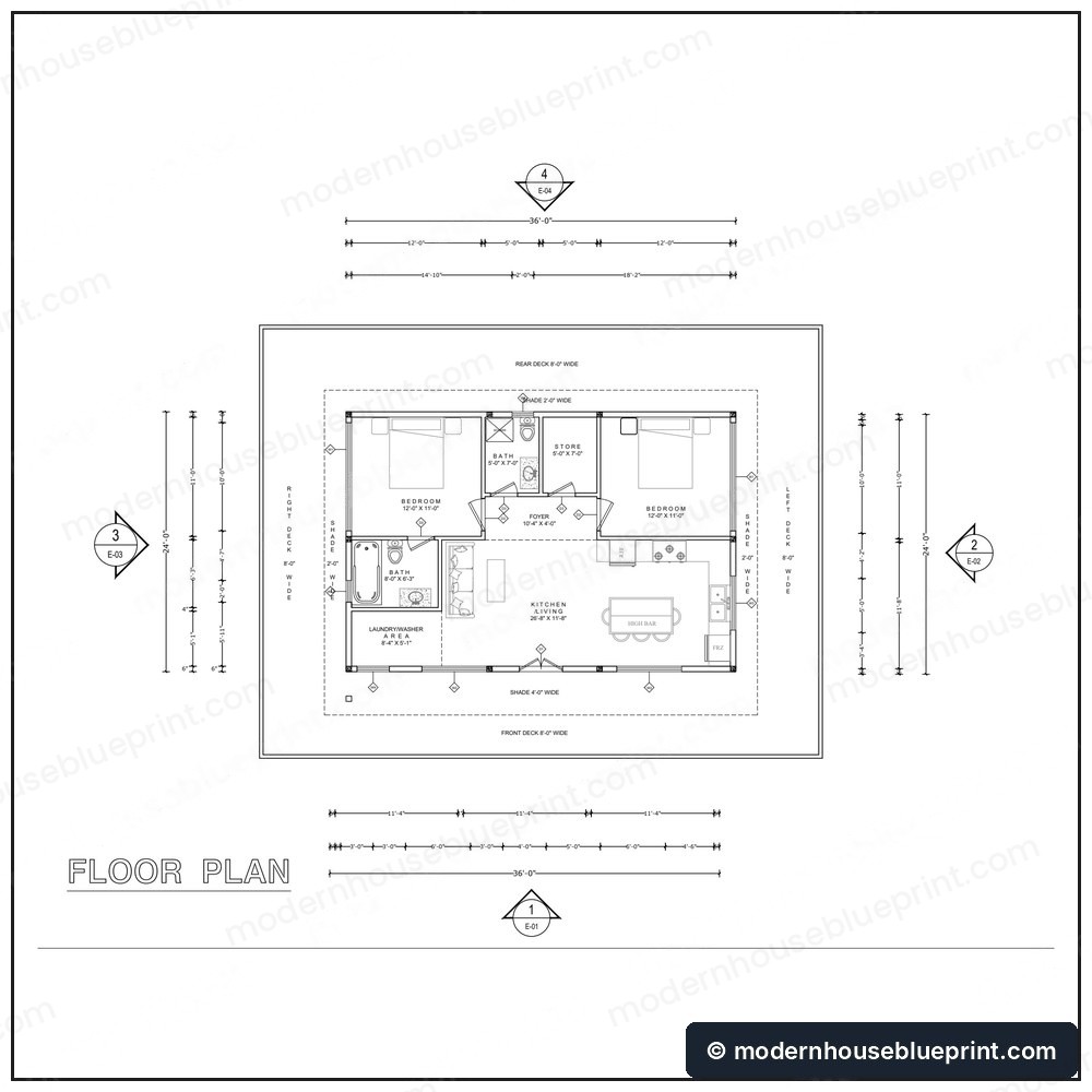 36x24 lean cabin wraparound deck floor plan