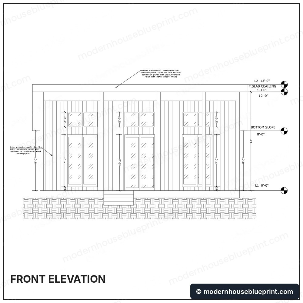 535 sq ft modern tiny house front elevation