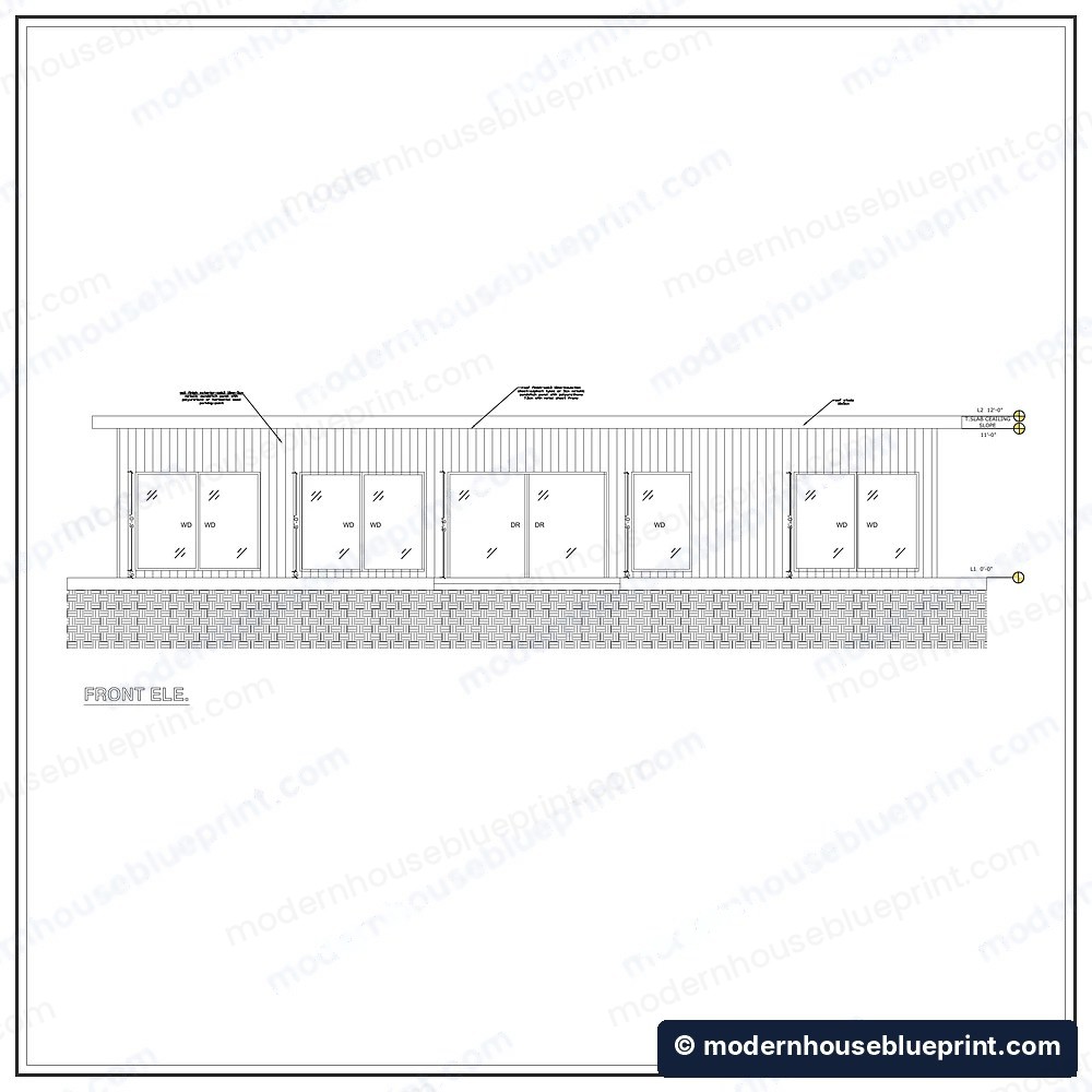 66x28 modern lean house front elevation